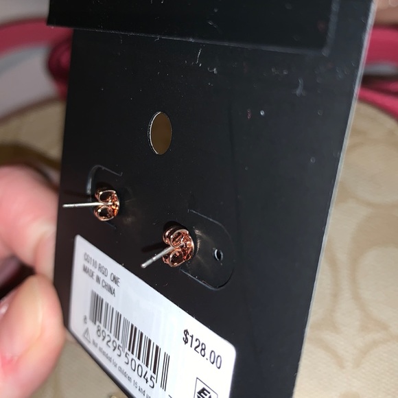 COACH Signature Star Fringe Hypoallergenic Post Earrings With CZ In Rose Gold - Picture 7 of 16